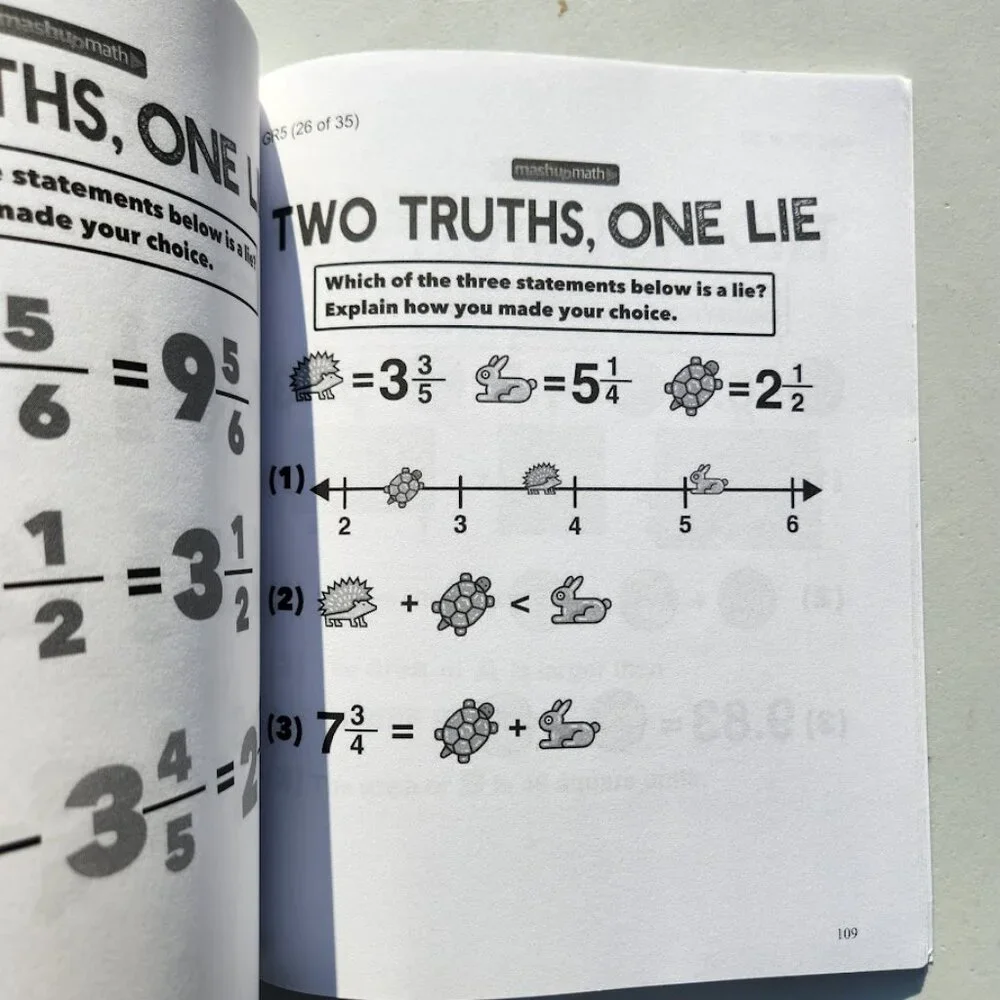 101 Two Truths and One Lie Math Activities Workbook Activity Book for Grades 3
